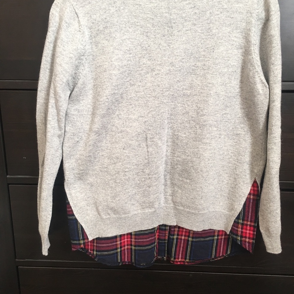 Goodnight Macaroon Grey sweater with plaid trim - Picture 2 of 7